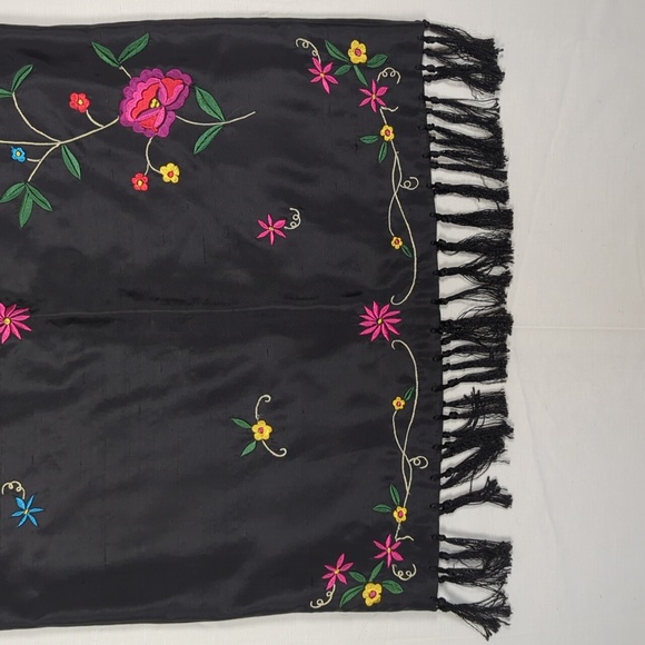 Silkland Boho Black Embroidered 100% silk maxi skirt Size 8 - Picture 4 of 12